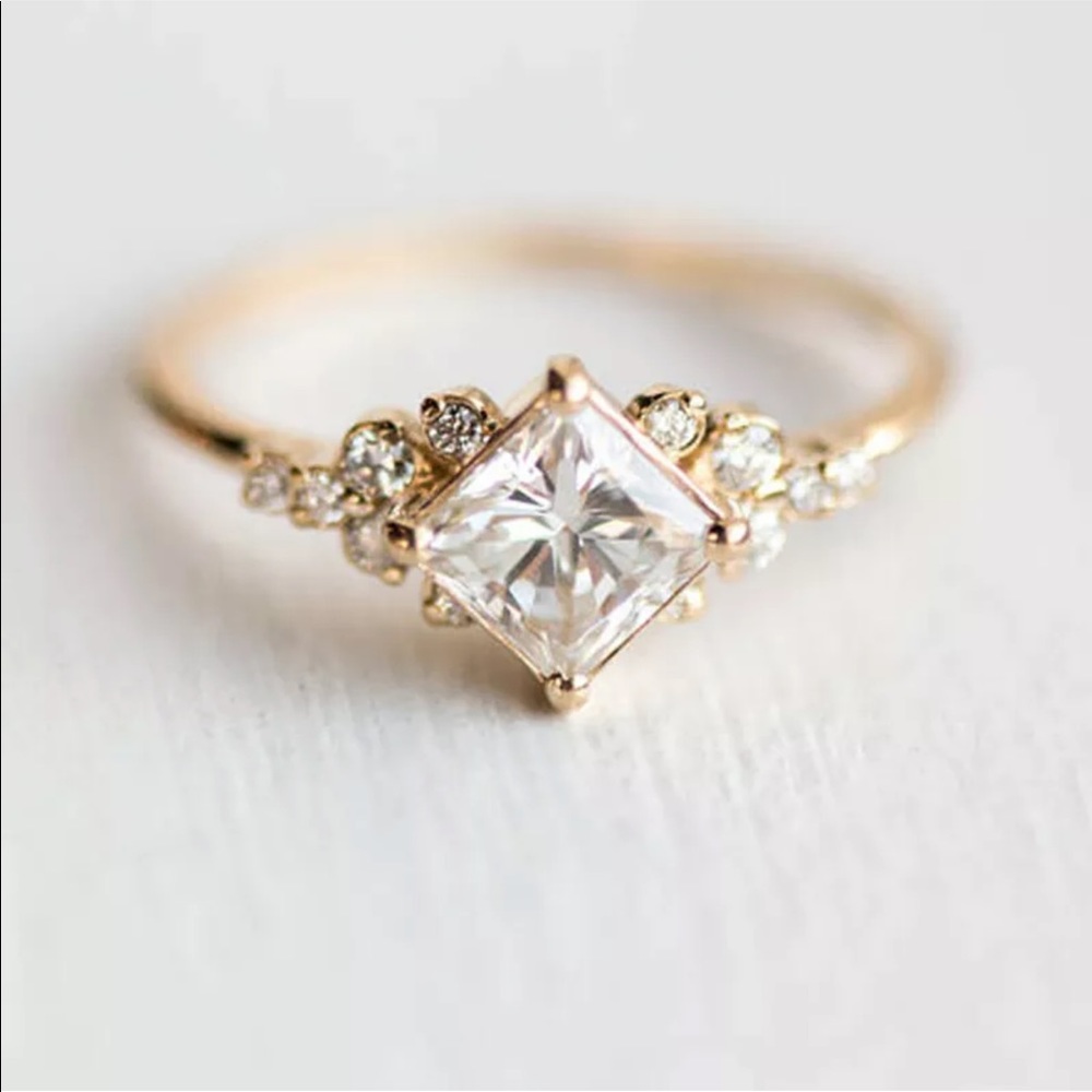 Princess Cut White Sapphire Ring